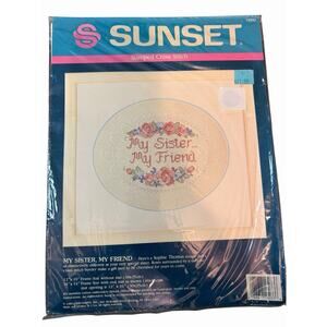 1989 New Vintage Sunset Cross Stitch Kit My Sister, My Friend 13033 12x10